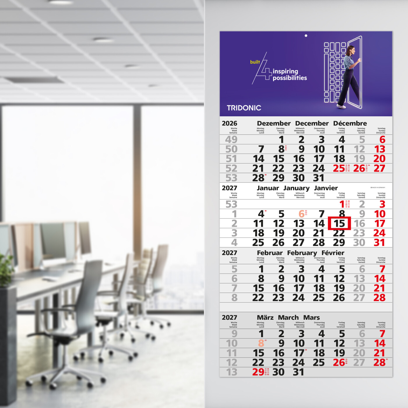 4-Monatskalender Einblatt Mega 4 A Schrift fett