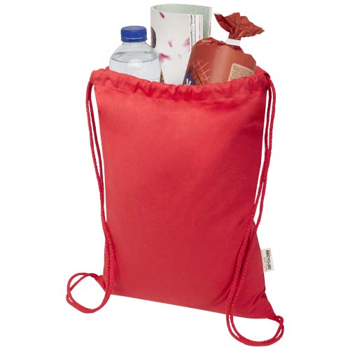 Peru Blend 180 g/m² Sportbeutel aus GRS recycelter Baumwolle 5L, rot