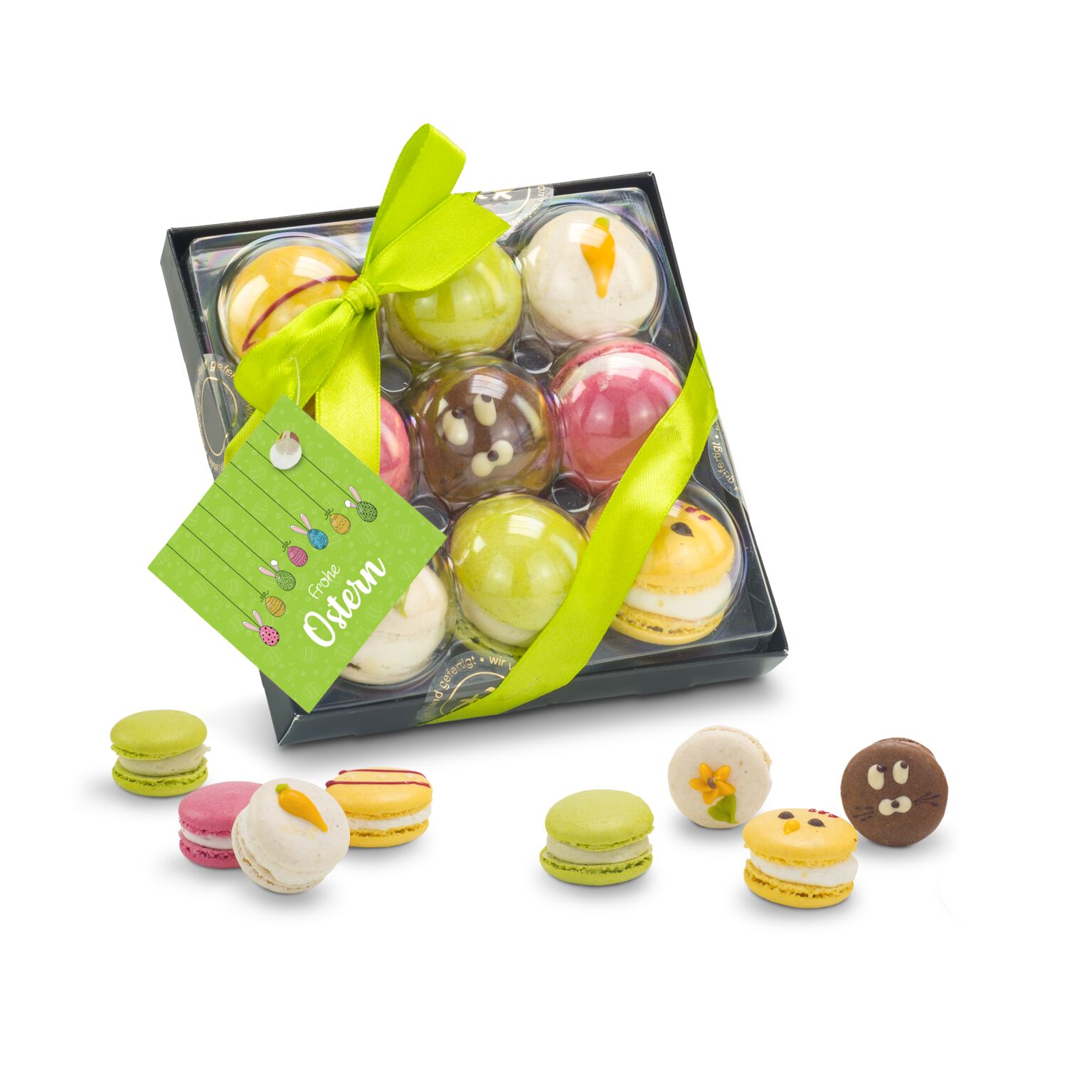 Geschenkartikel / Präsentartikel: Bunte Oster-Macarons