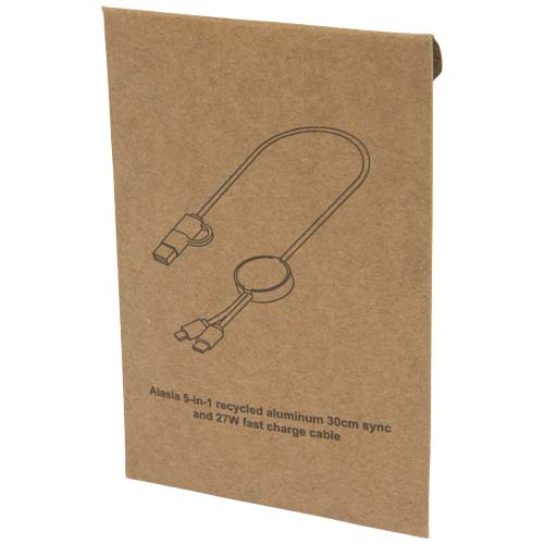 Alasia 30 cm 5-in-1 Kabel aus recyceltem Kunststoff für Datenübertragung und 27W Schnellladung, silber