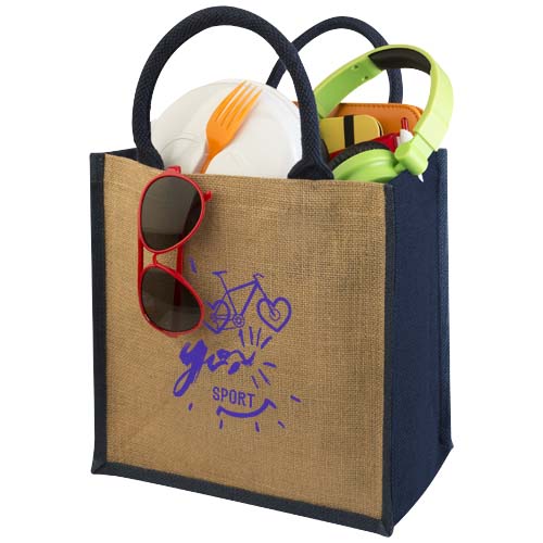 Chennai Jute Tragetasche 16L, natur, navy