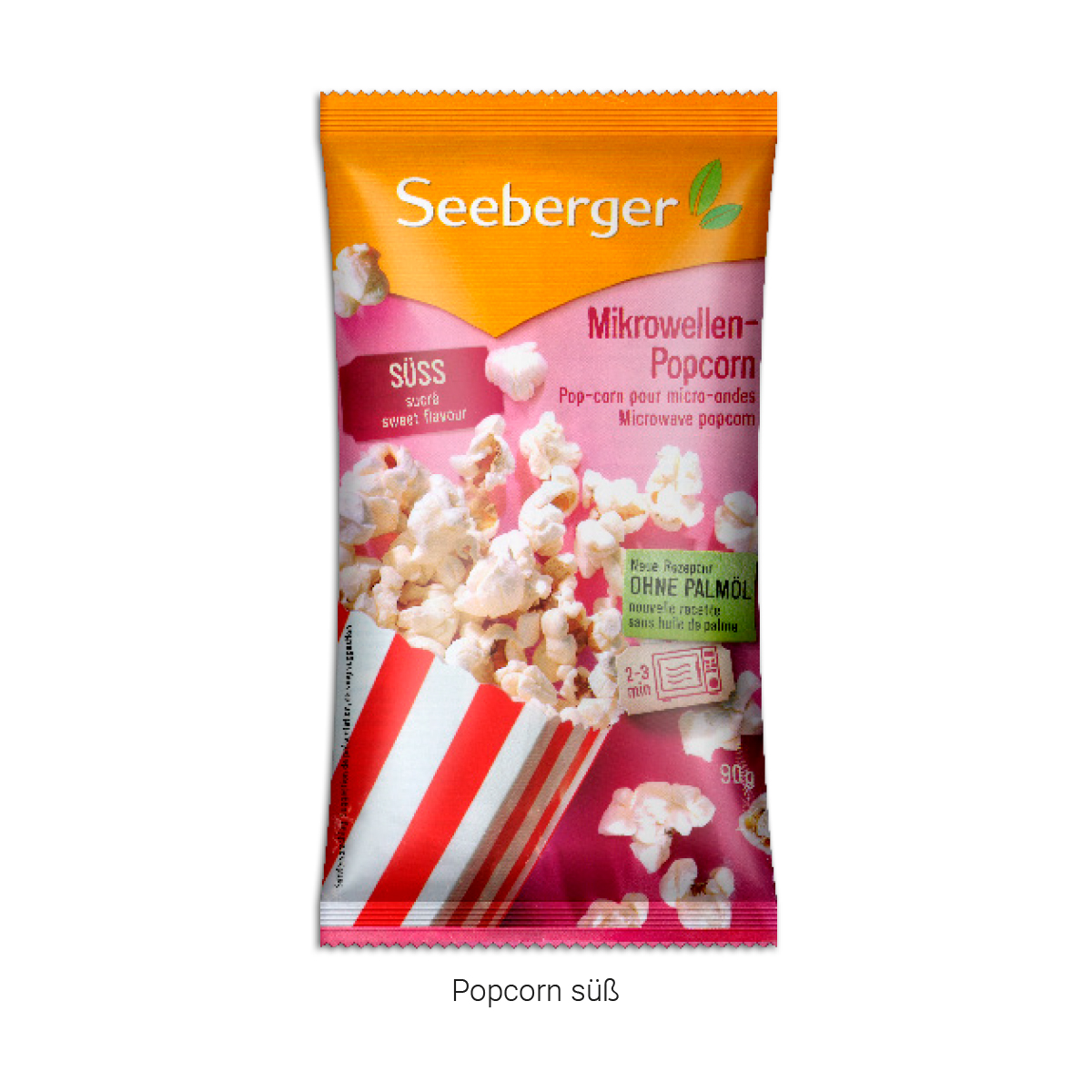 Mikrowellen-Popcorn in Werbekartonage | 90 g | süßes Popcorn | 4c Euroskala