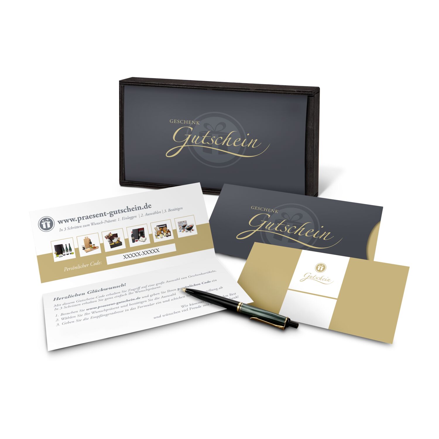 Geschenkgutschein Gold in Holzkiste, 35 € für Präsent-, Lifestyle- und Wellnessartikel