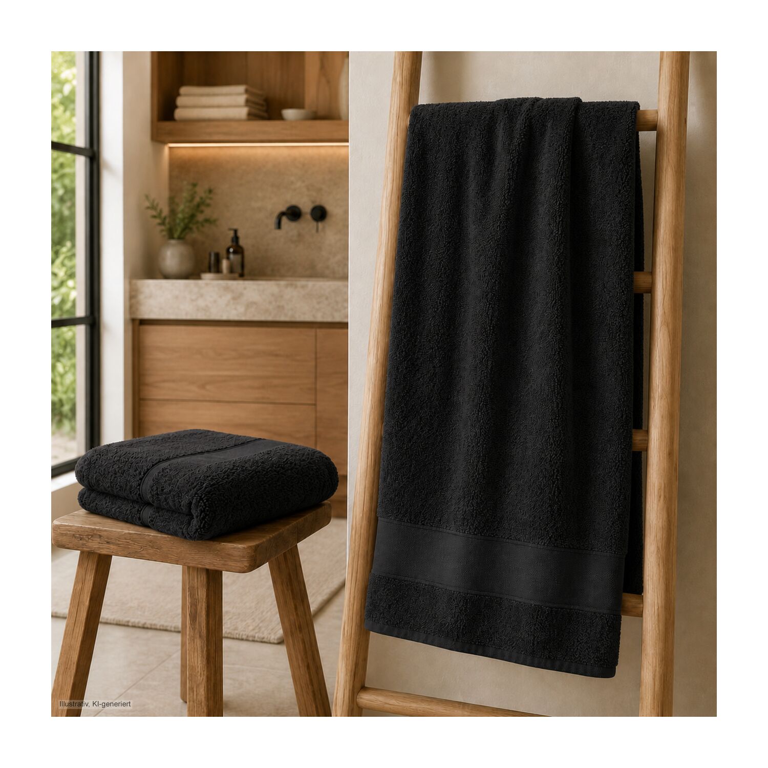 Duschtuch Mari 70 x 140 cm schwarz