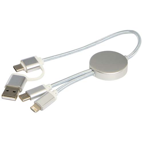 Alasia 30 cm 5-in-1 Kabel aus recyceltem Kunststoff für Datenübertragung und 27W Schnellladung, silber