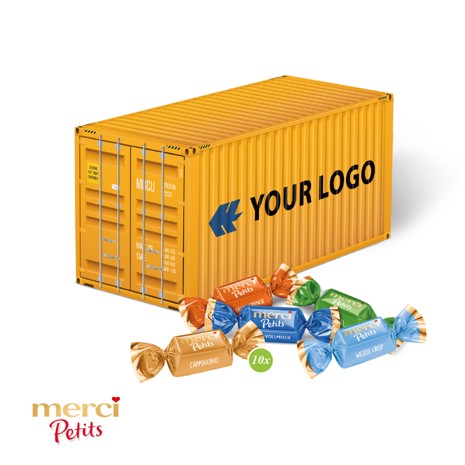 3D Präsent "Container" mit Merci Petits