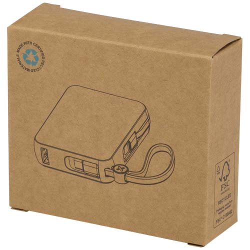 Acrux 35 W 10.000 mAh Tablet Powerbank mit integriertem Typ-C-Kabel aus recyceltem Kunststoff, schwarz
