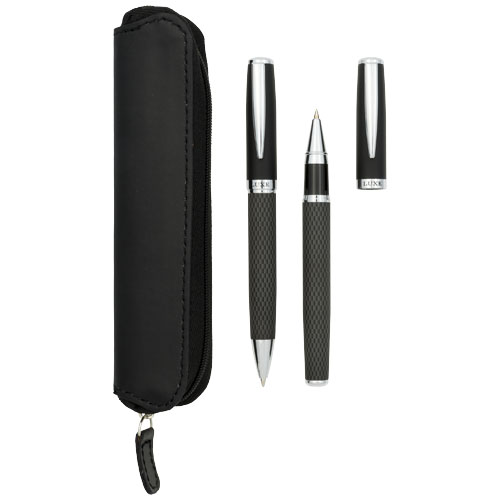 Carbon Duo Kugelschreiberset mit Hülle (schwarze Mine)
