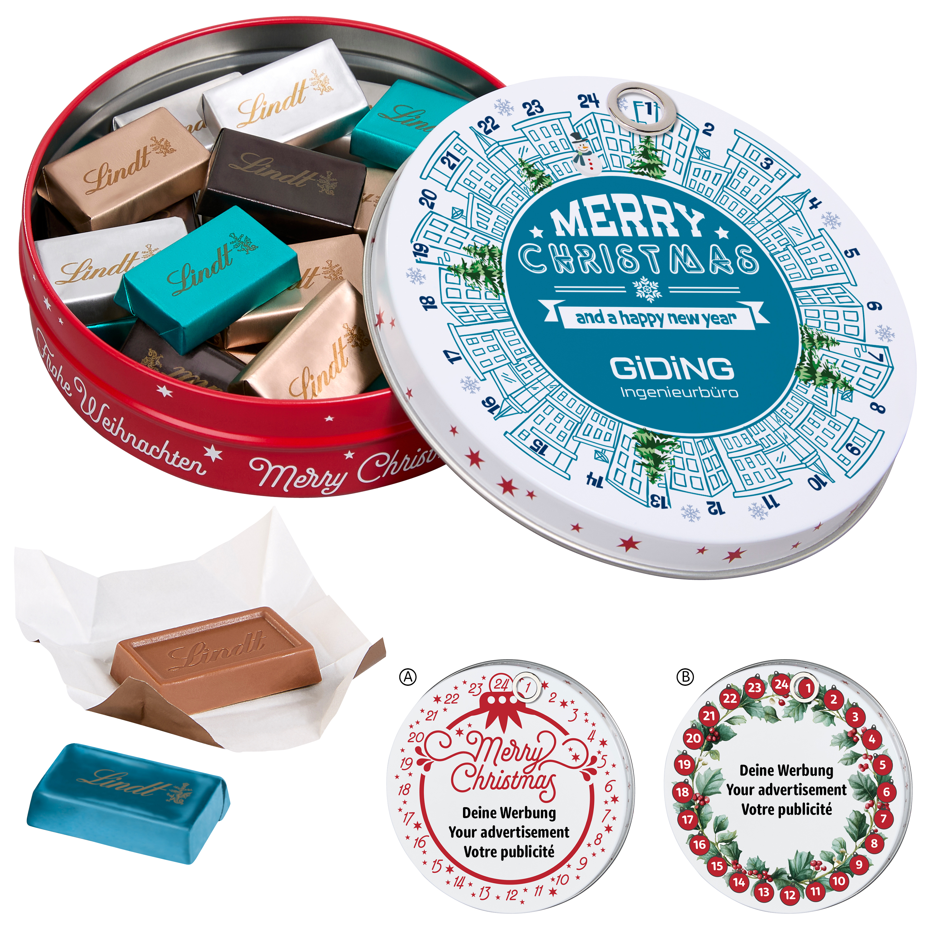 Magnetdosen-Adventskalender mit Lindt Naps