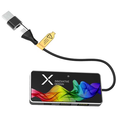 SCX.design H20 8-in-1 USB-Hub mit dualem Eingang und 6 Ports und Leuchtlogo