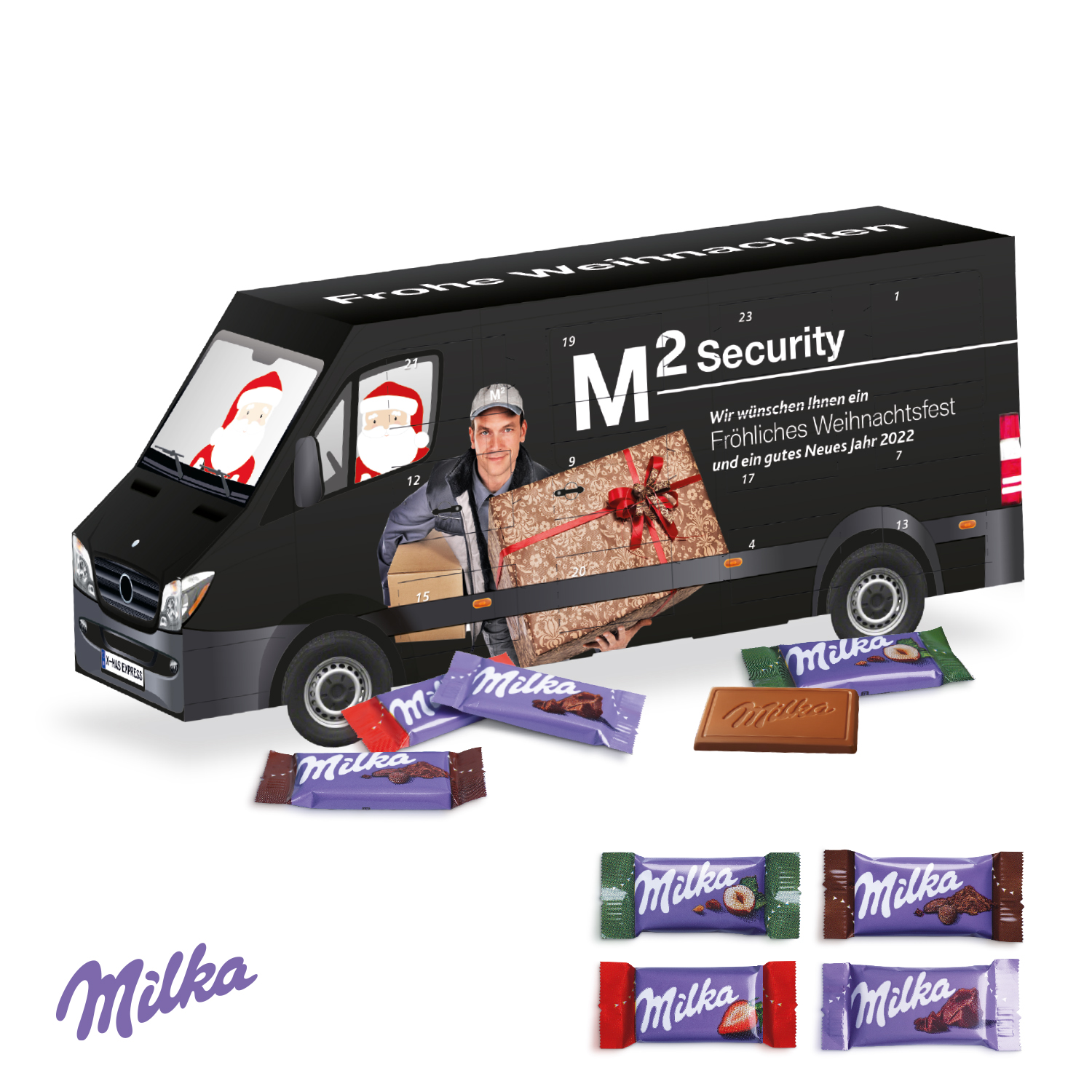 3D Adventskalender "Transporter" mit Milka Schokolade