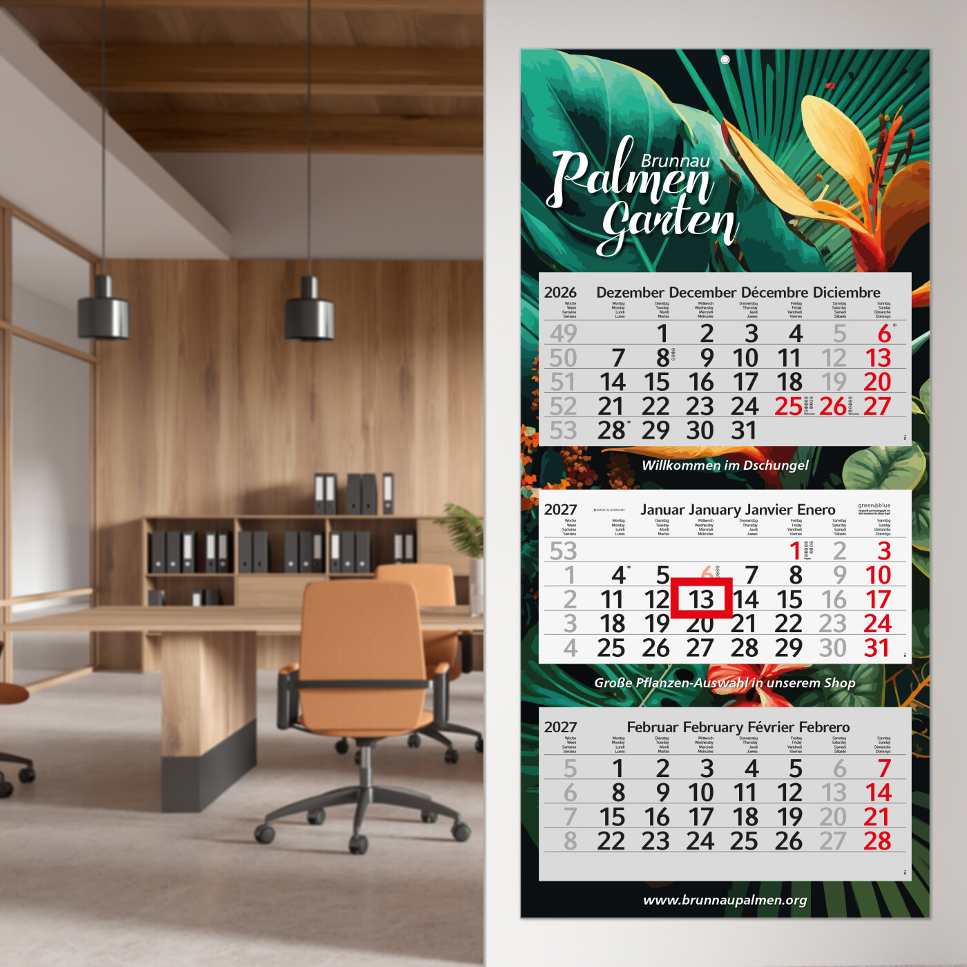 3-Monatskalender Mehrblock Profil 3 Recycling-Kalendariumspapier Schrift leicht