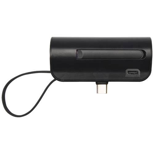 Alnair 10 W 5000 mAh Typ C Powerbank aus recyceltem Kunststoff mit integriertem Klappständer und 2 in 1 Kabel, schwarz