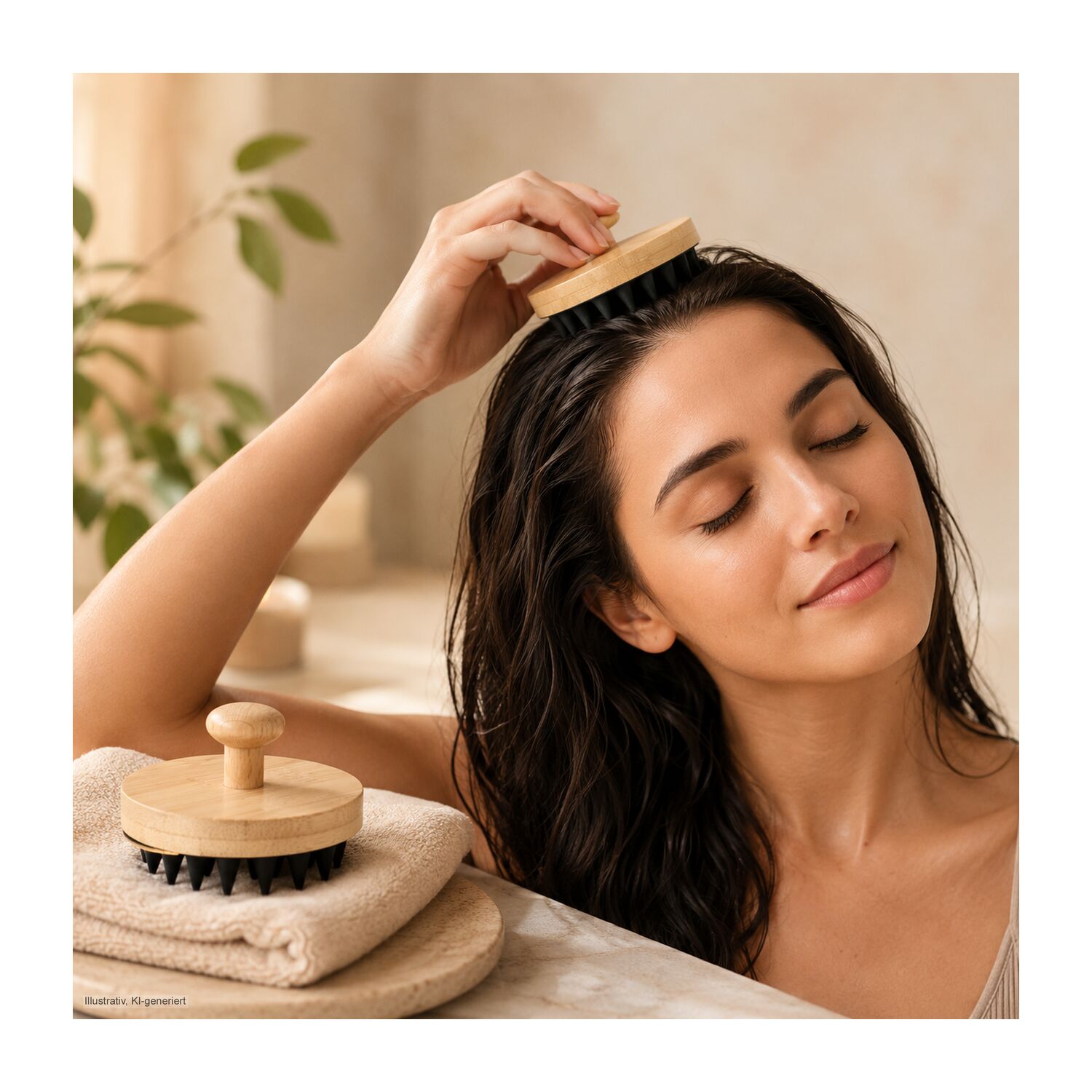 Massagebürste Scalp, Kopfhautbürste mit Silikonnoppen