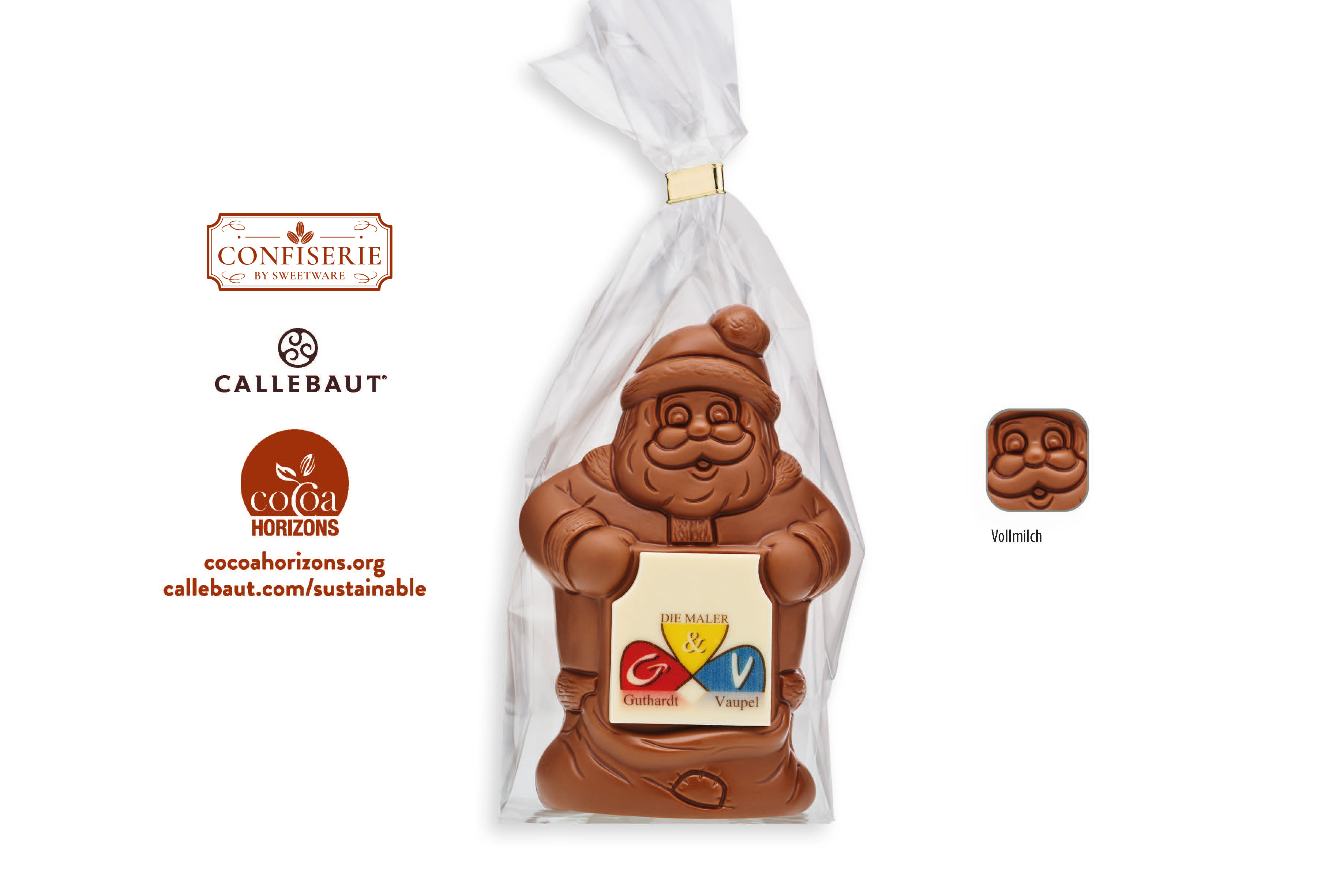 Schoko Weihnachtsmann mit Schokoschild,   1 Stück