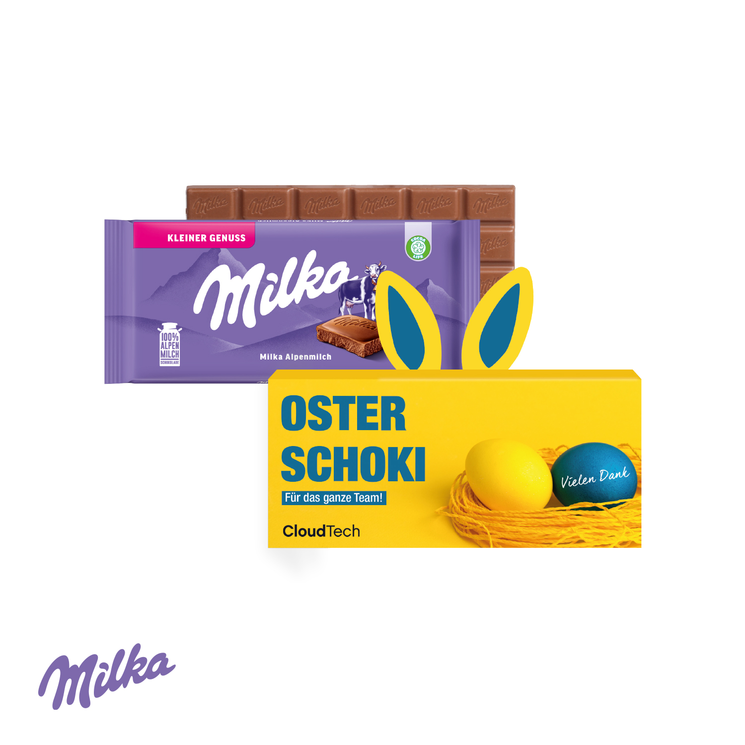 Milka Schokoladentafel mit Hasenohren
