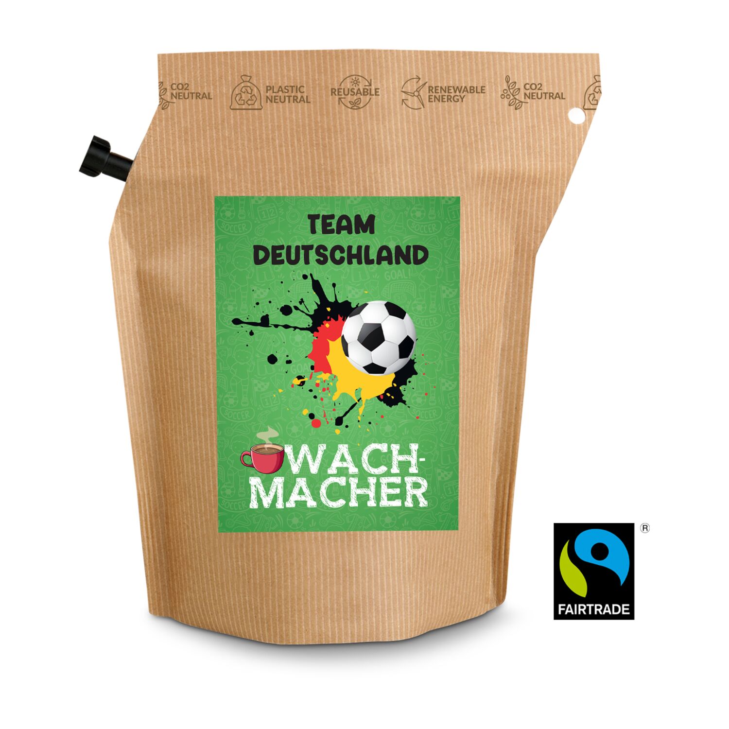 Geschenkartikel / Präsentartikel: Fußball Team Deutschland Wachmacher, Kaffee im Brühbeutel