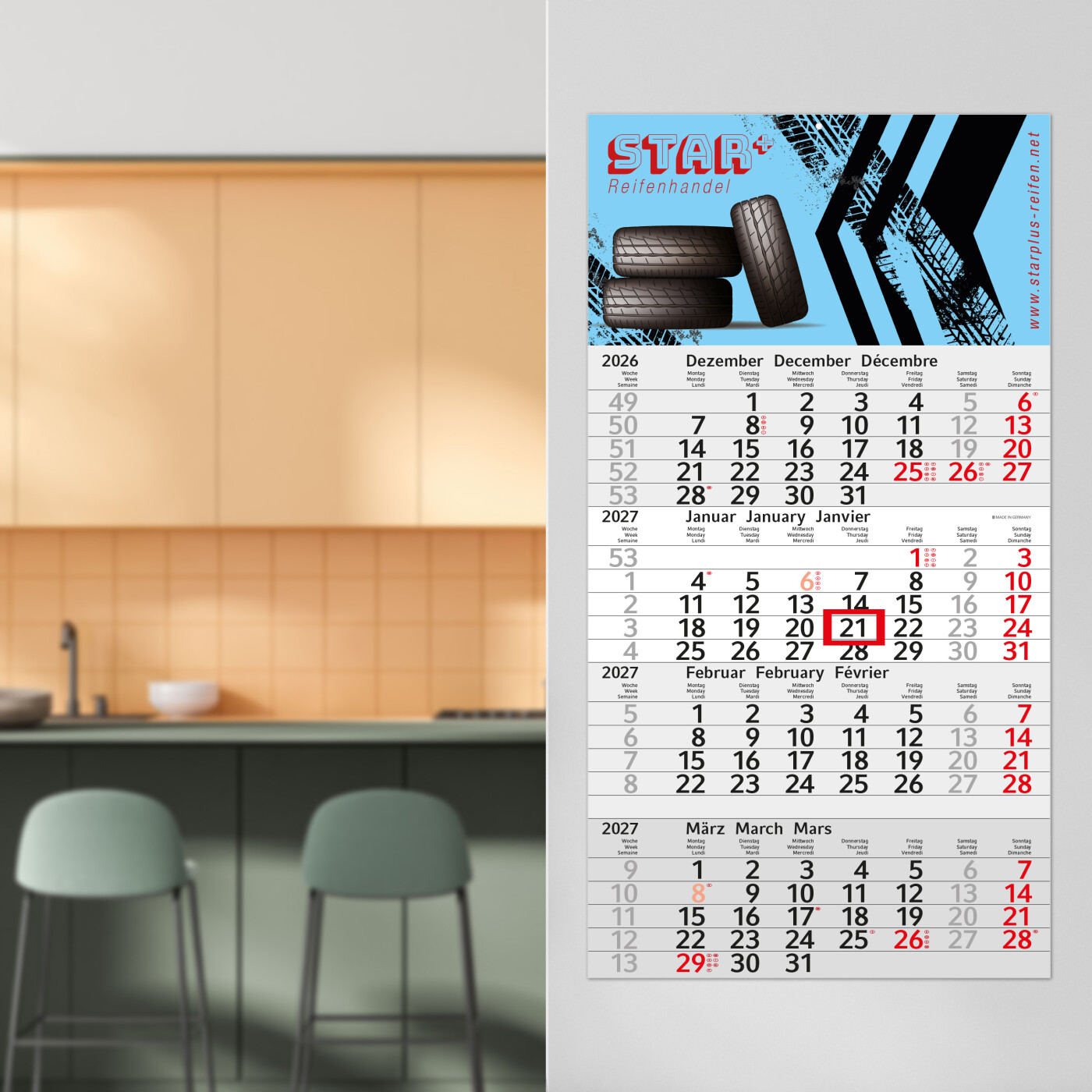 4-Monatskalender Einblatt Budget 4 EXPRESS Schrift leicht