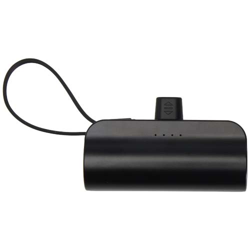 Alnair 10 W 5000 mAh Typ C Powerbank aus recyceltem Kunststoff mit integriertem Klappständer und 2 in 1 Kabel, schwarz