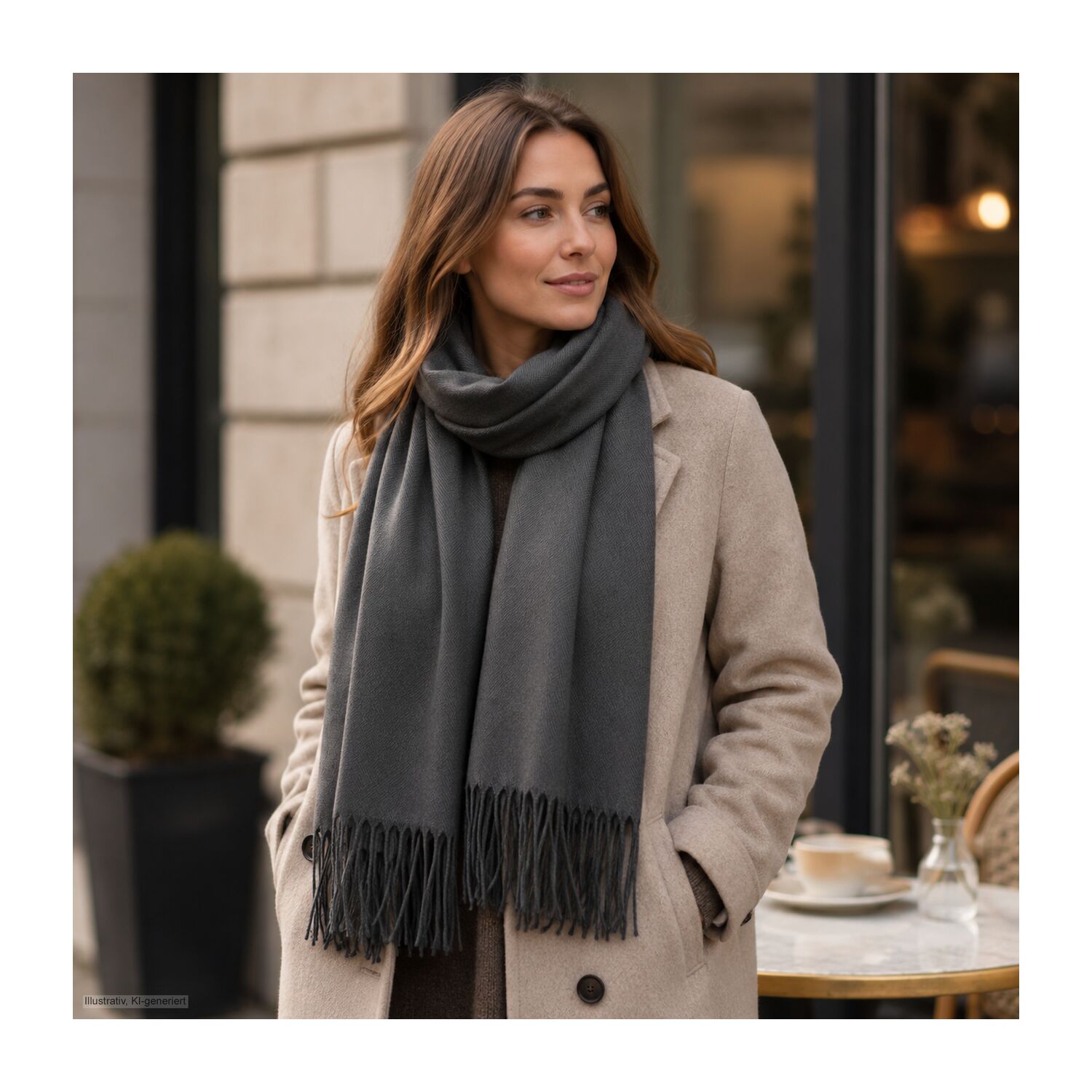 Schal Modena anthrazit - 60 x 180 cm, 230 g/m²