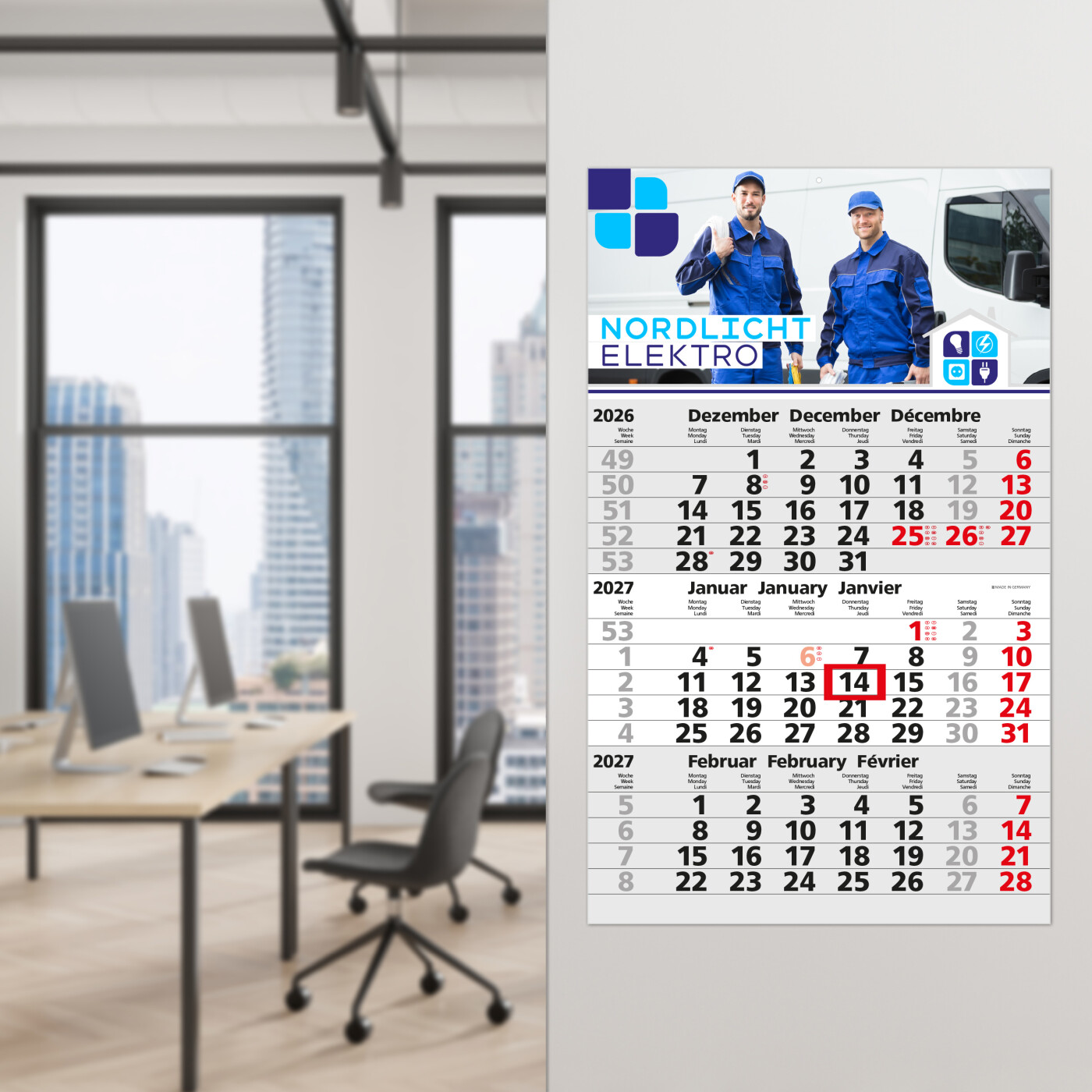 3-Monatskalender Einblatt Solid 3 EXPRESS Schrift fett