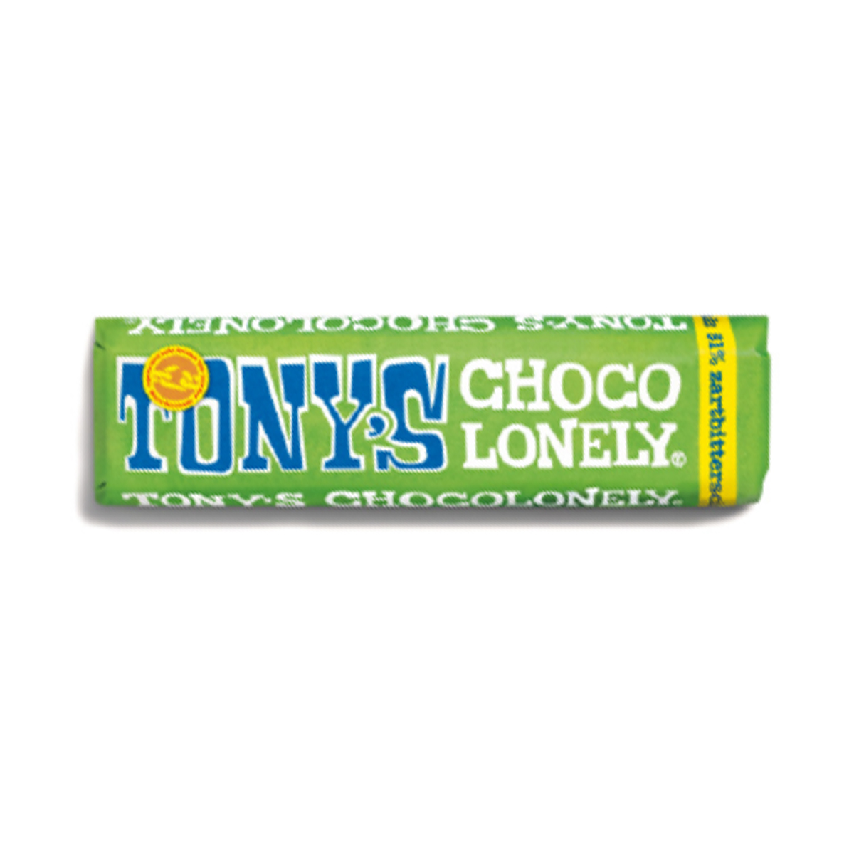 Tony's Chocolonely Riegel im Werbeschuber | 47 g | Zartbitter-Mandel | 4c Euroskala