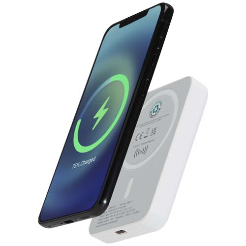 Acrab 15 W 5.000 mAh magnetische kabellose Powerbank mit 20 W PD aus recyceltem Kunststoff, weiss