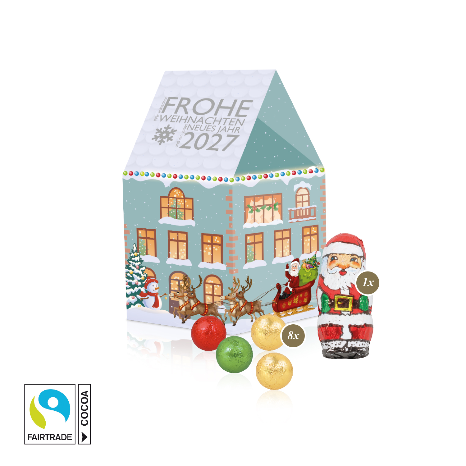 3D Präsent "Haus" mit Fairtrade® Schokolade