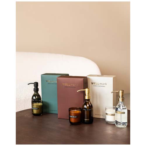 Wellmark Discovery 250 ml Handseifenspender und 150 g Duftkerze im Set, Maroon rot
