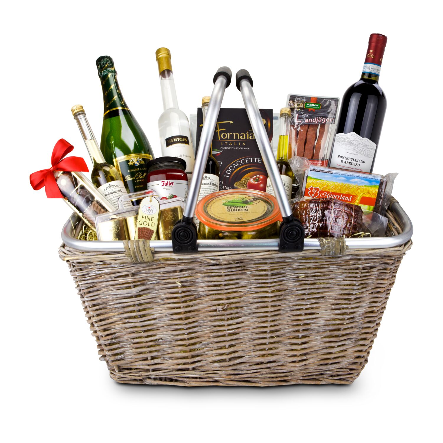 Geschenkset / Präsenteset: Geschenkkorb XXL - Einkaufskorb mit 14 leckeren Produkten
