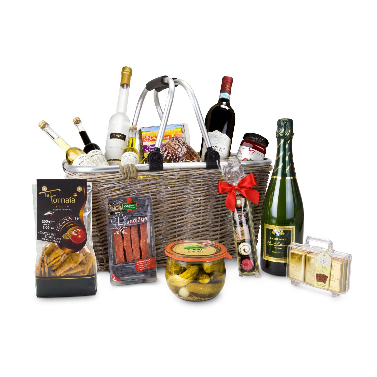 Geschenkset / Präsenteset: Geschenkkorb XXL - Einkaufskorb mit 14 leckeren Produkten