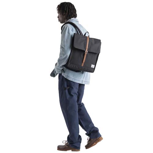 Herschel City Rucksack aus recyceltem Material 16 L, schwarz