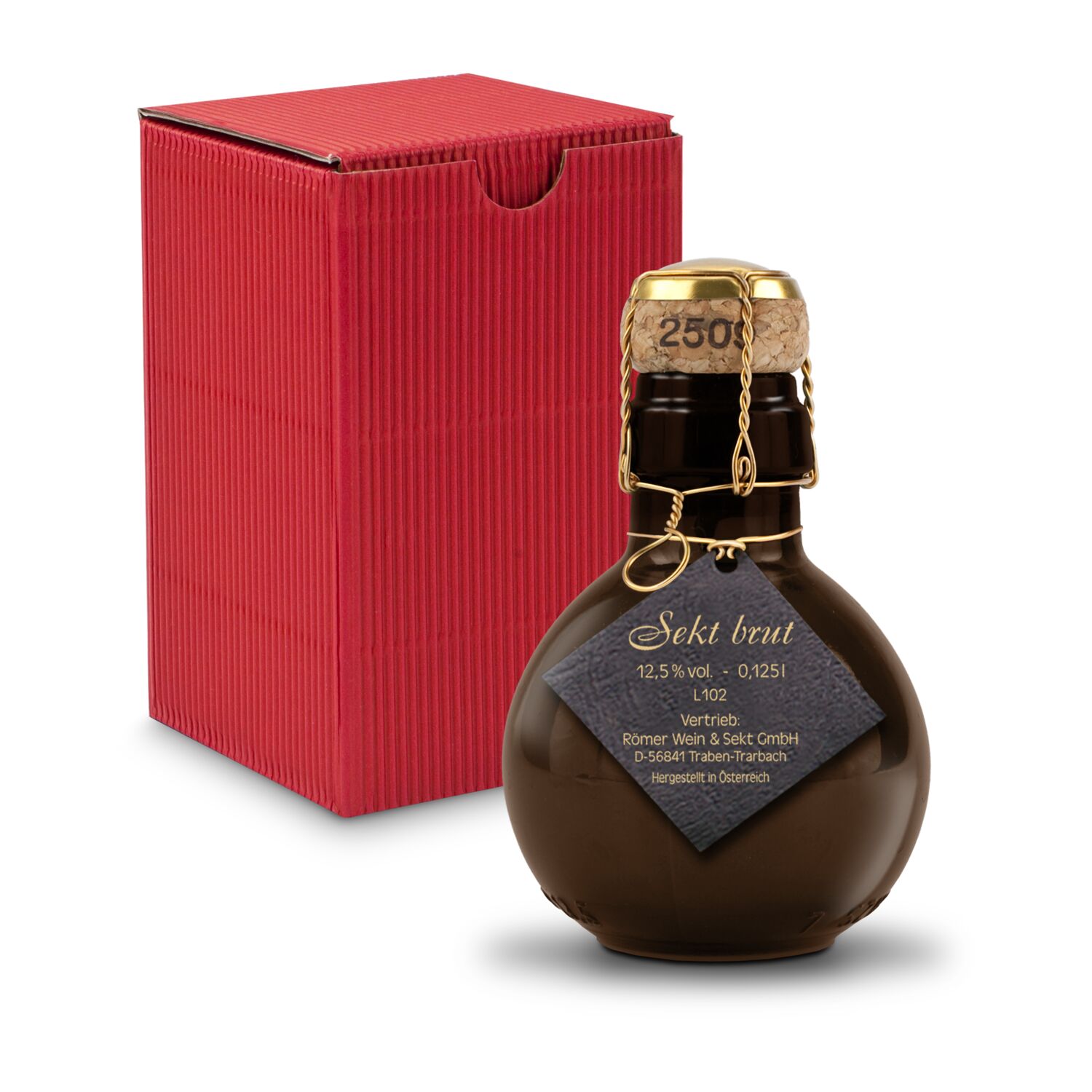 Origineller Sekt schwarzer Anhänger - Karton Rot, 125 ml
