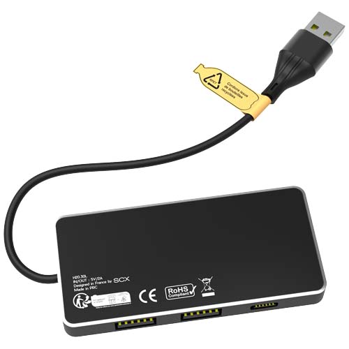 SCX.design H20 8-in-1 USB-Hub mit dualem Eingang und 6 Ports und Leuchtlogo