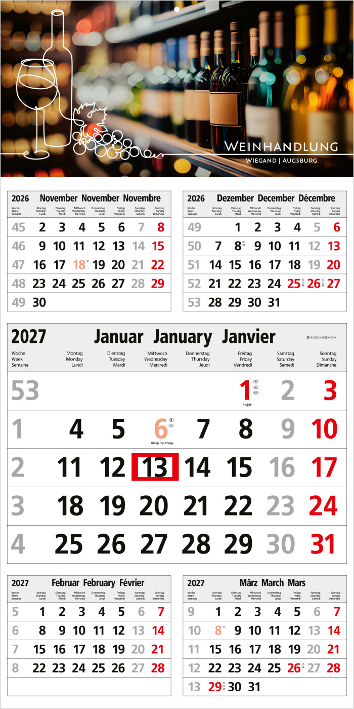 5-Monatskalender Einblatt Commerce 5 Post A postoptimiert