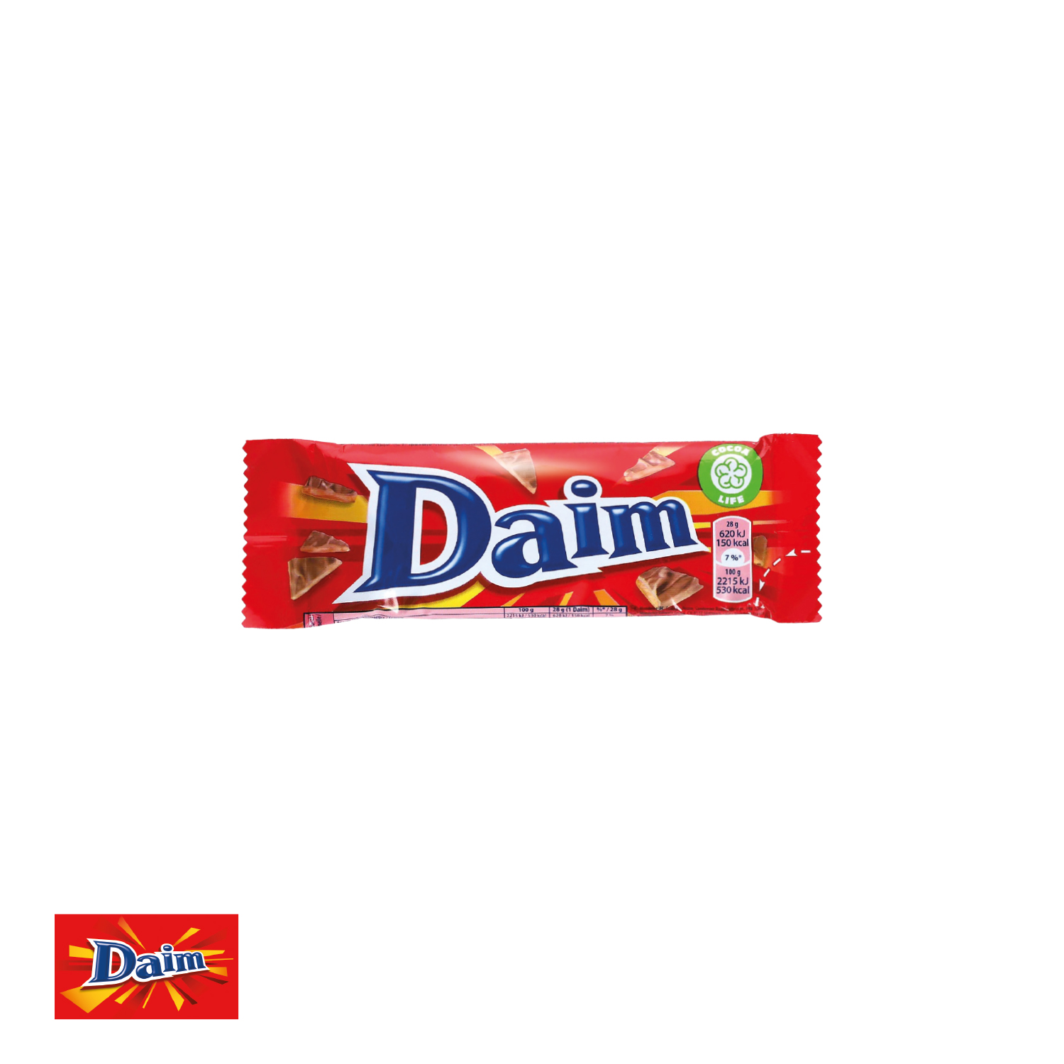 Daim Riegel mit Werbebanderole