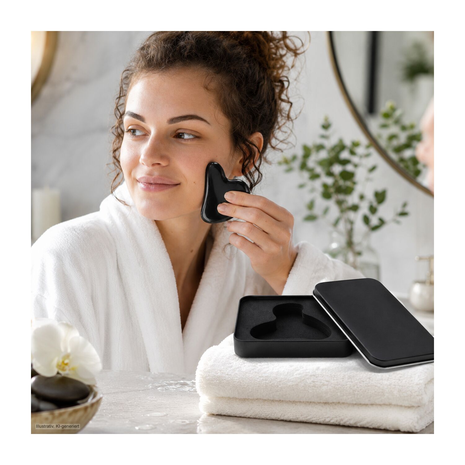 Massagestein Gua Sha Black Obsidian