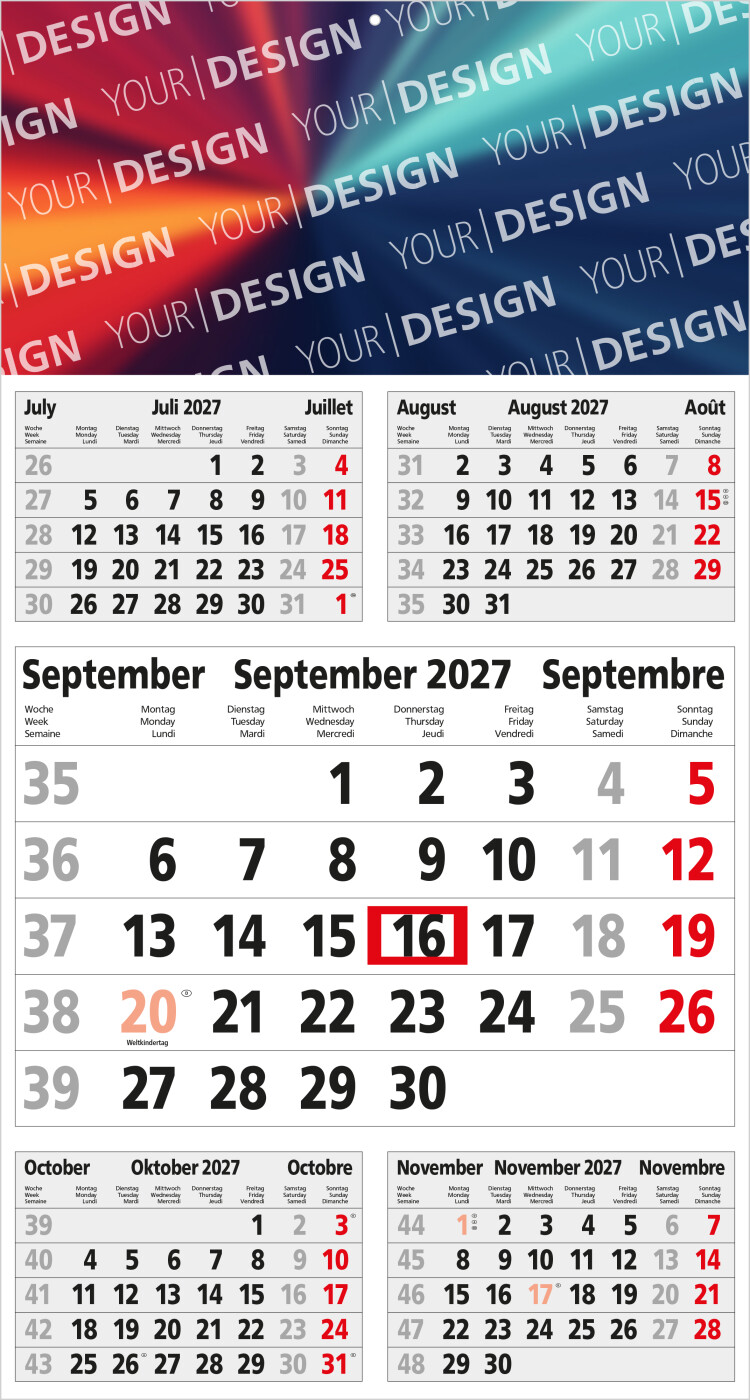 5-Monatskalender Einblatt Budget 5 großer laufender Monat