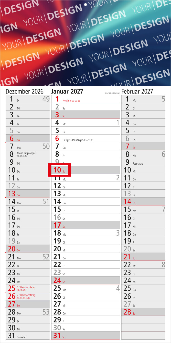 3-Monatskalender Einblatt Spectrum 3 EXPRESS Streifenkalender 3 Monate