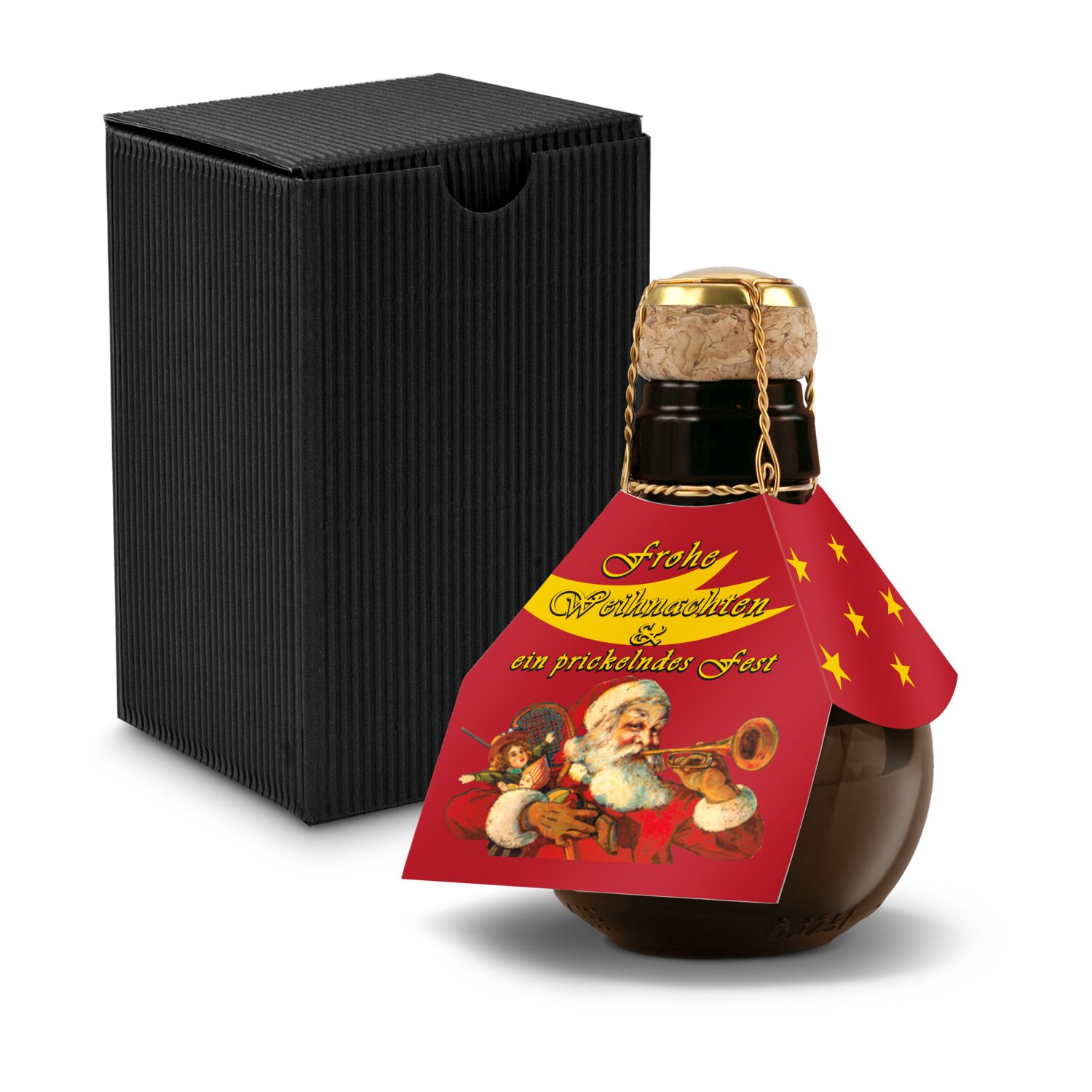 Origineller Sekt Weihnachtsgruß - Karton Schwarz, 125 ml