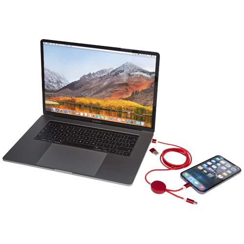 Alasia 150 cm 5-in-1 Kabel aus recyceltem Kunststoff für Datenübertragung und 27W Schnellladung, rot