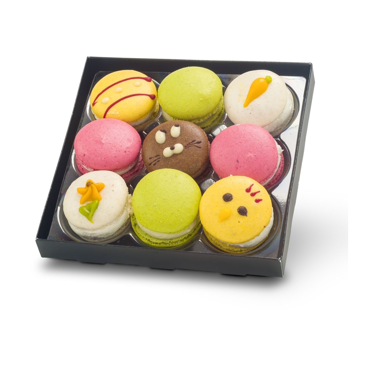 Geschenkartikel / Präsentartikel: Bunte Oster-Macarons