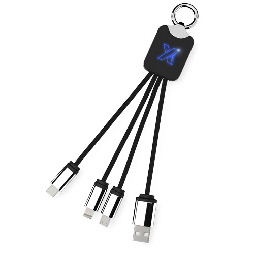 SCX.design C15 Quatro Ladekabel mit Leuchtlogo, blau, schwarz