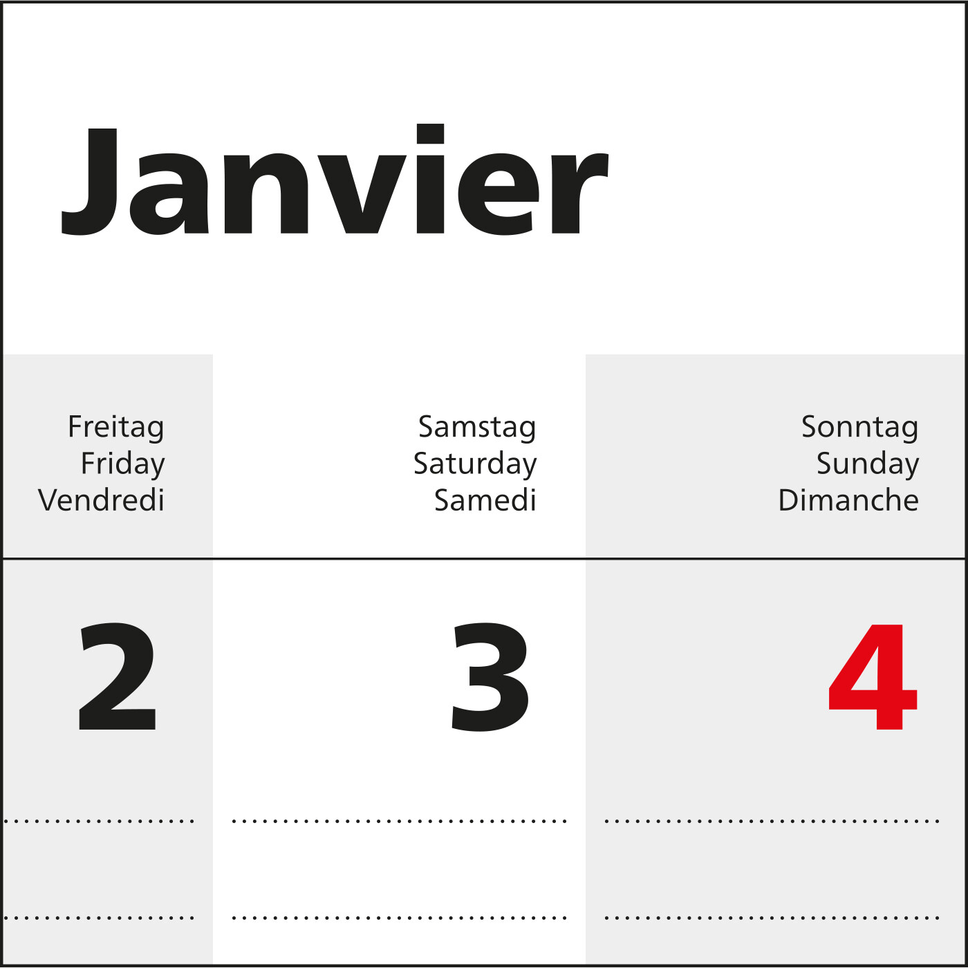 1-Monatskalender Einblatt Solo 1
