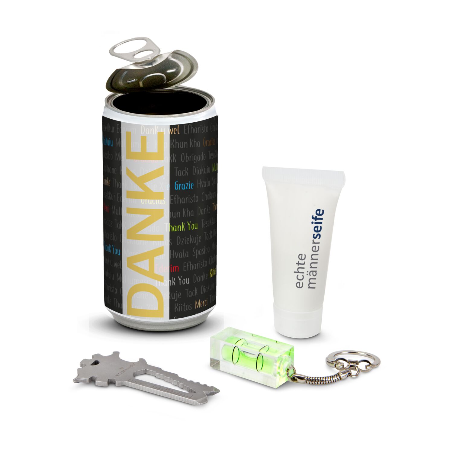 Geschenkset / Präsenteset: Männer-Geheimnis - Etikett Danke