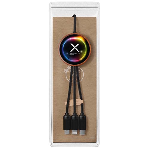 SCX.design C40 5-in-1 Ladekabel aus rPET mit 10W Ladepad und Leuchtlogo