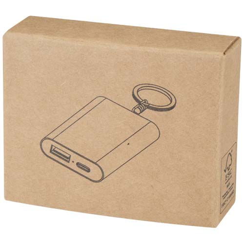 Arcturus 2000 mAh Powerbank aus recyceltem Aluminium mit Schlüsselanhänger