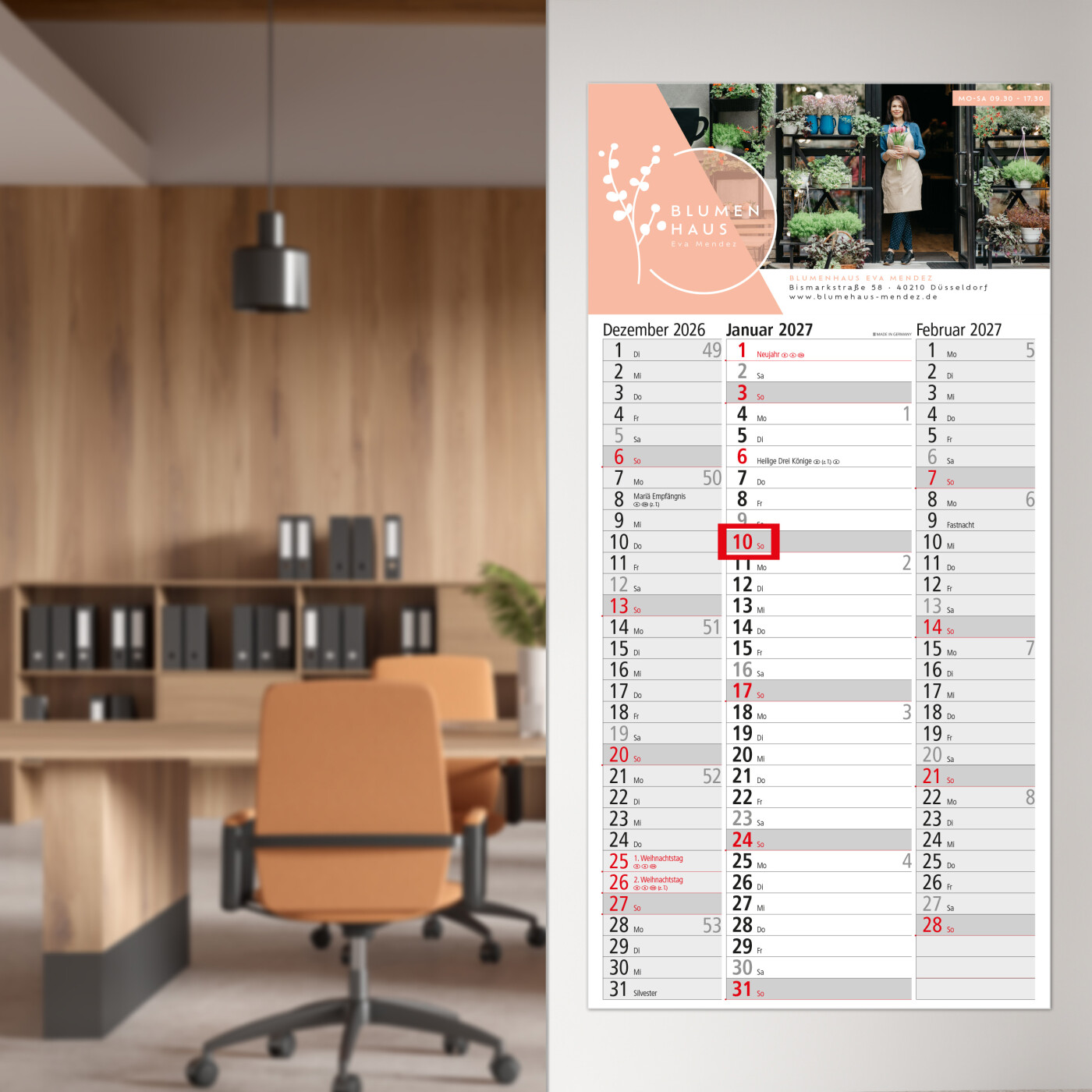 3-Monatskalender Einblatt Spectrum 3 EXPRESS Streifenkalender 3 Monate