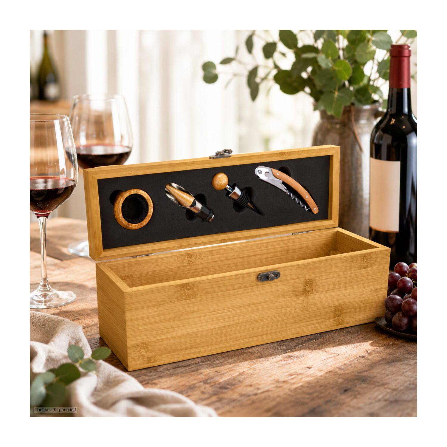 Geschenkset / Präsenteset: Wein in Bambuskiste