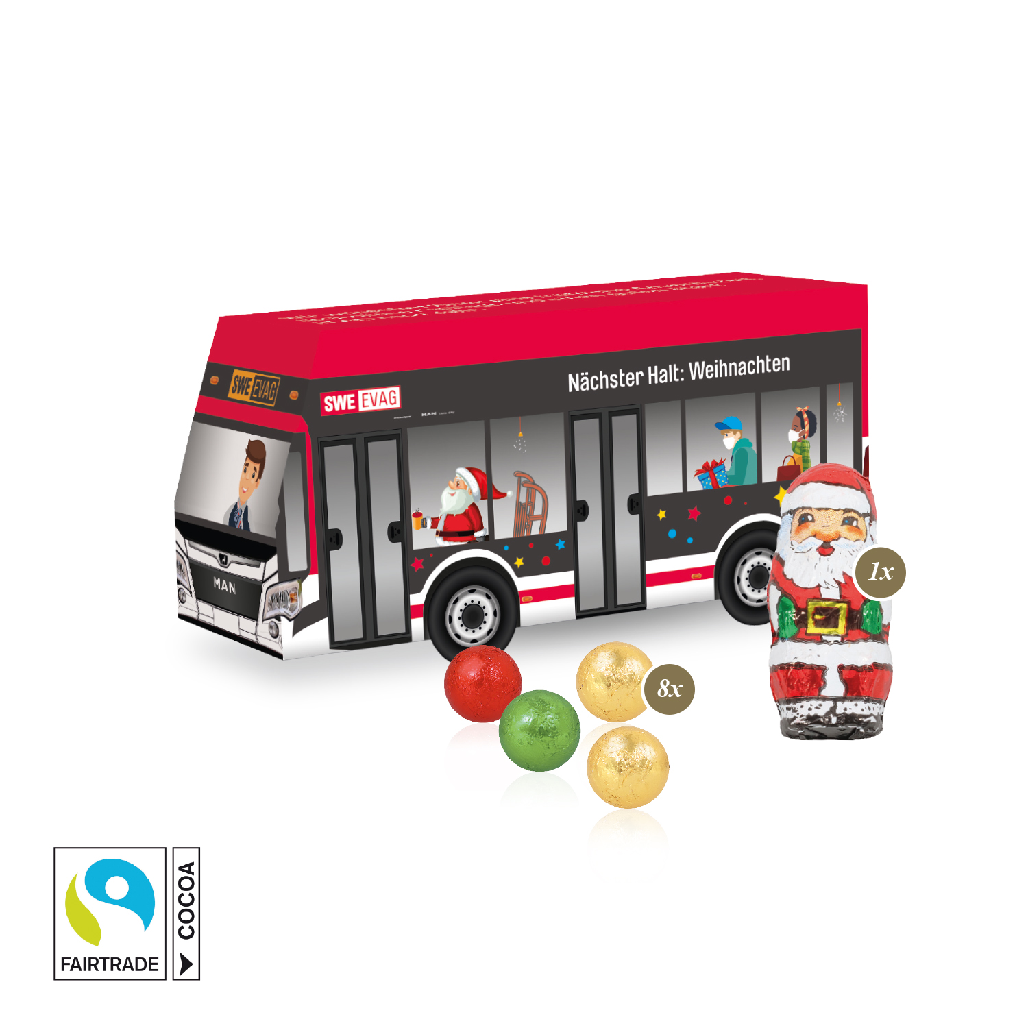 3D Präsent "Bus" mit Fairtrade® Schokolade